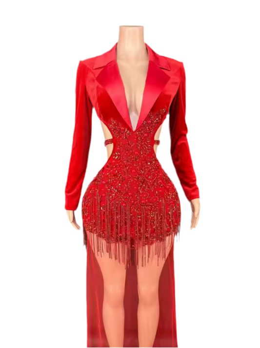 Red crystal Bliss Sexi Dress
